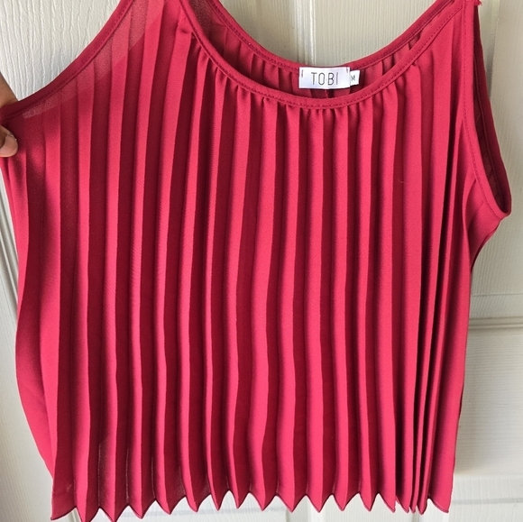 Tobi Babydoll Pleated Cami Top Size M Red Sleveless Y2k Fairycore 90s - Picture 6 of 9